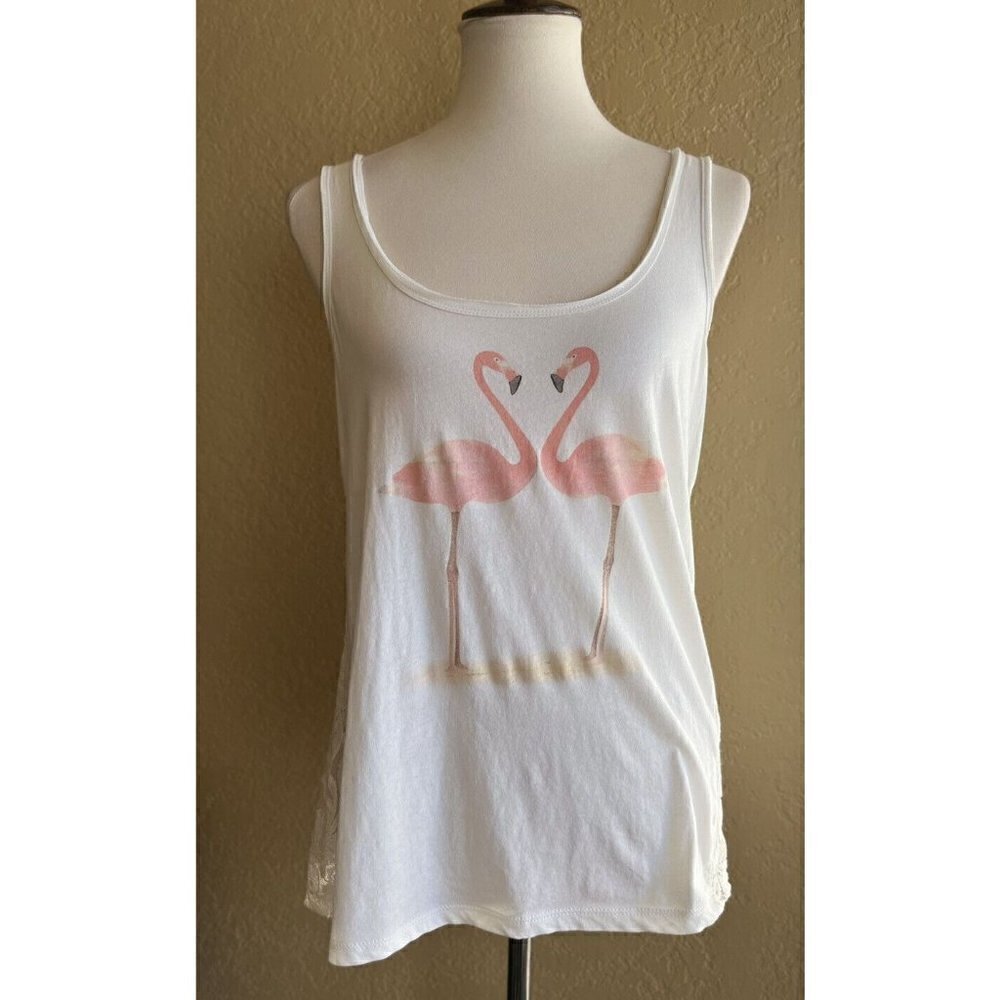 Others Follow Women's White Lace Ibiza Flamingo Tank Top Size S M - Picture 9 of 10